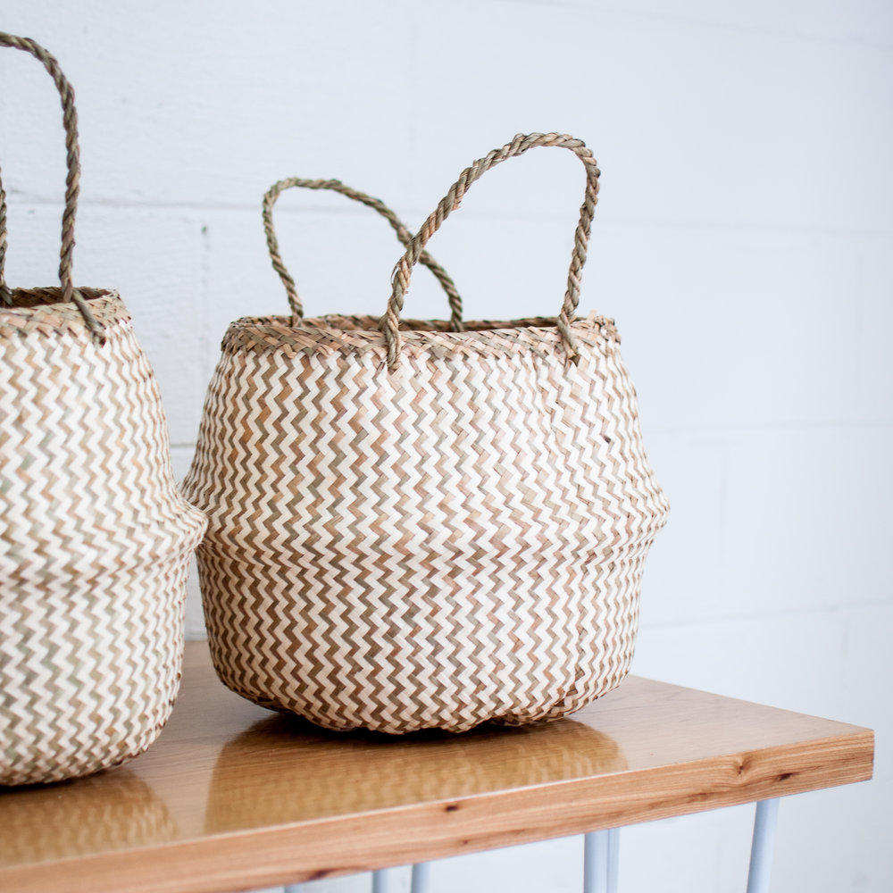 Striped seagrass belly baskets