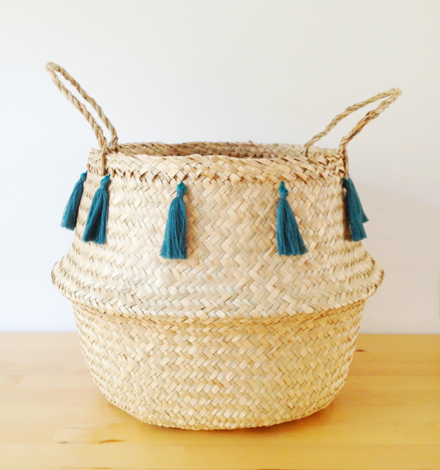 Tasseled seagrass basket from Tala Home Design