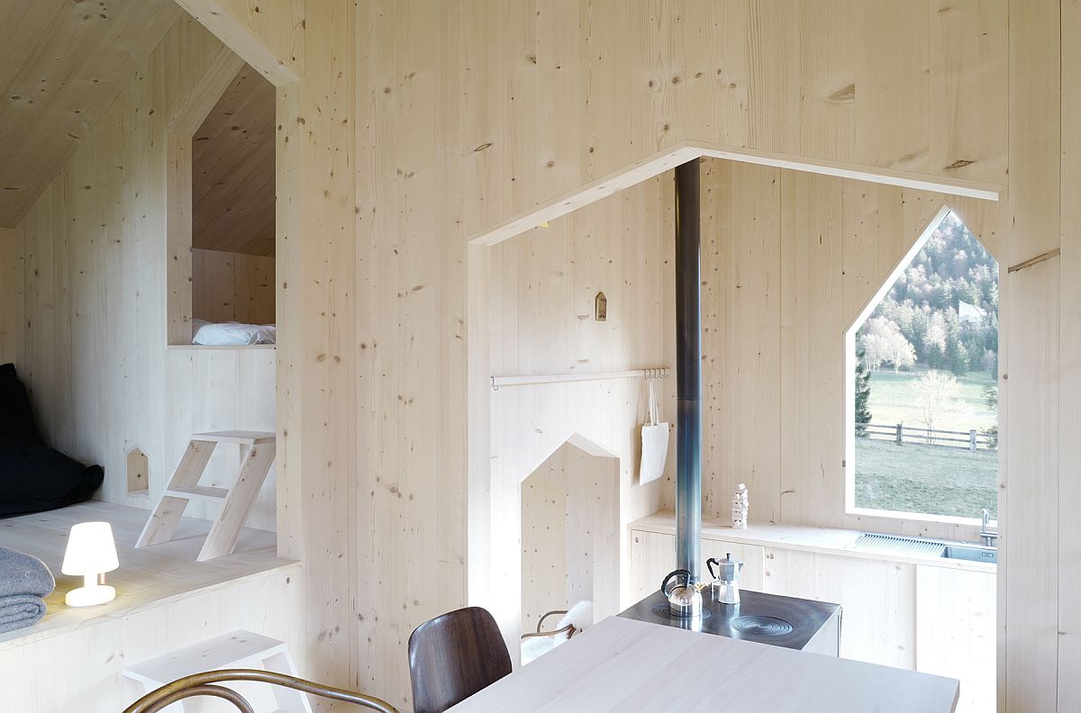 Beautiful and elegant woodsy interior of the tiny house