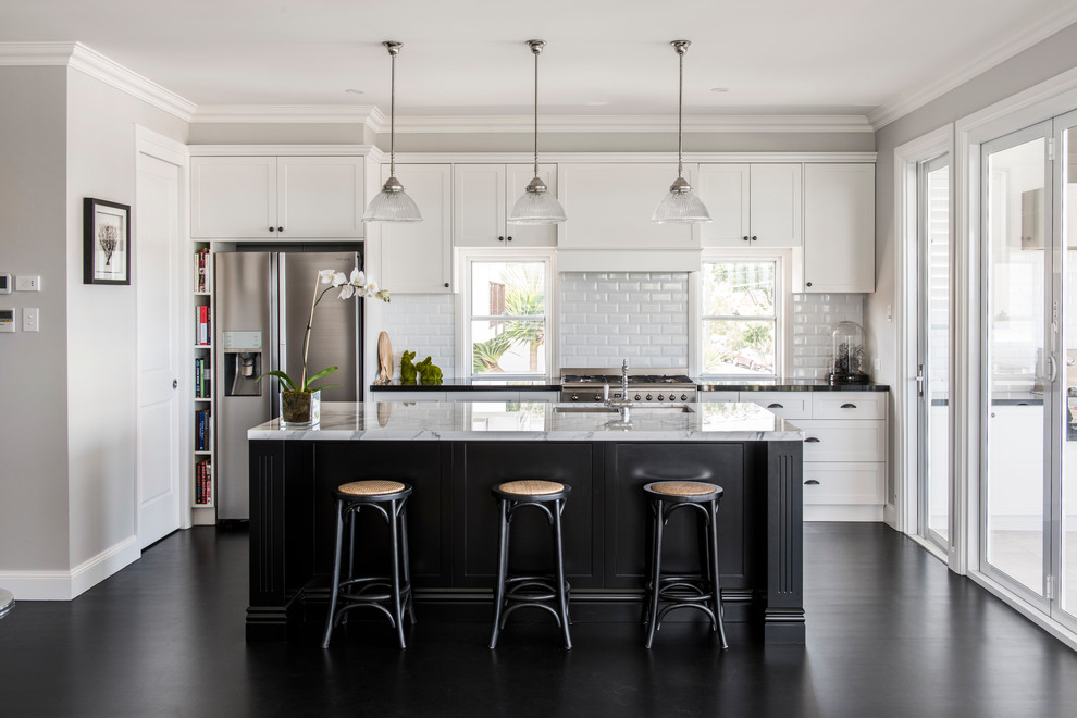 Black Island Into Your Kitchen, White Kitchen Cabinets With Black Islands