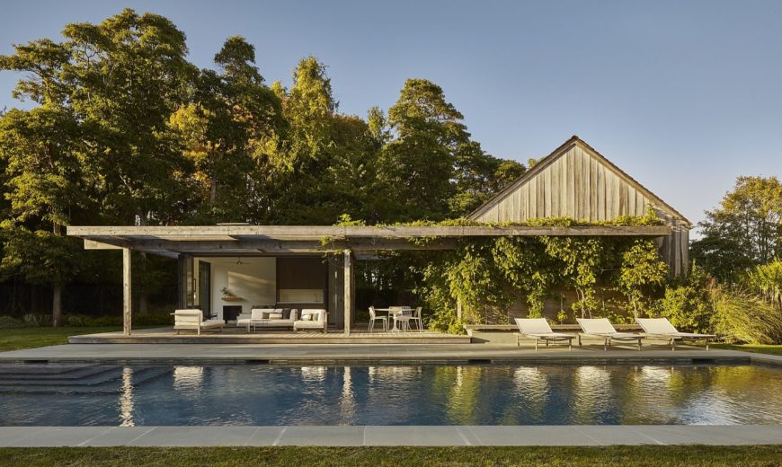 Contemporary Space-Savvy Pool House Draped in Green Goodness