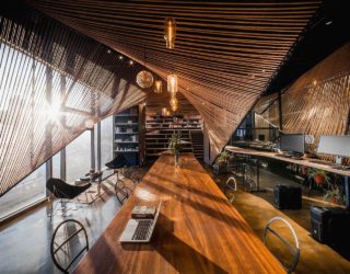 Stunning Use of Rope in Wavy Form Delineates Space Inside this Shanghai Office