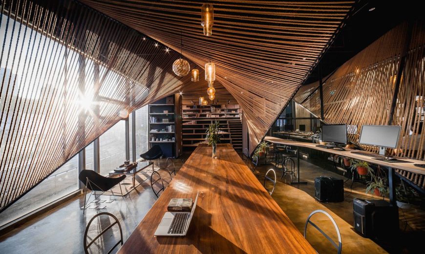 Stunning Use of Rope in Wavy Form Delineates Space Inside this Shanghai Office