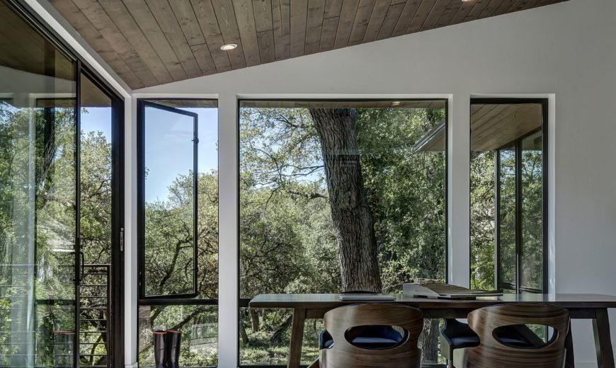 Spacious Home Office Addition Transforms This Texas Home Next to a Creek