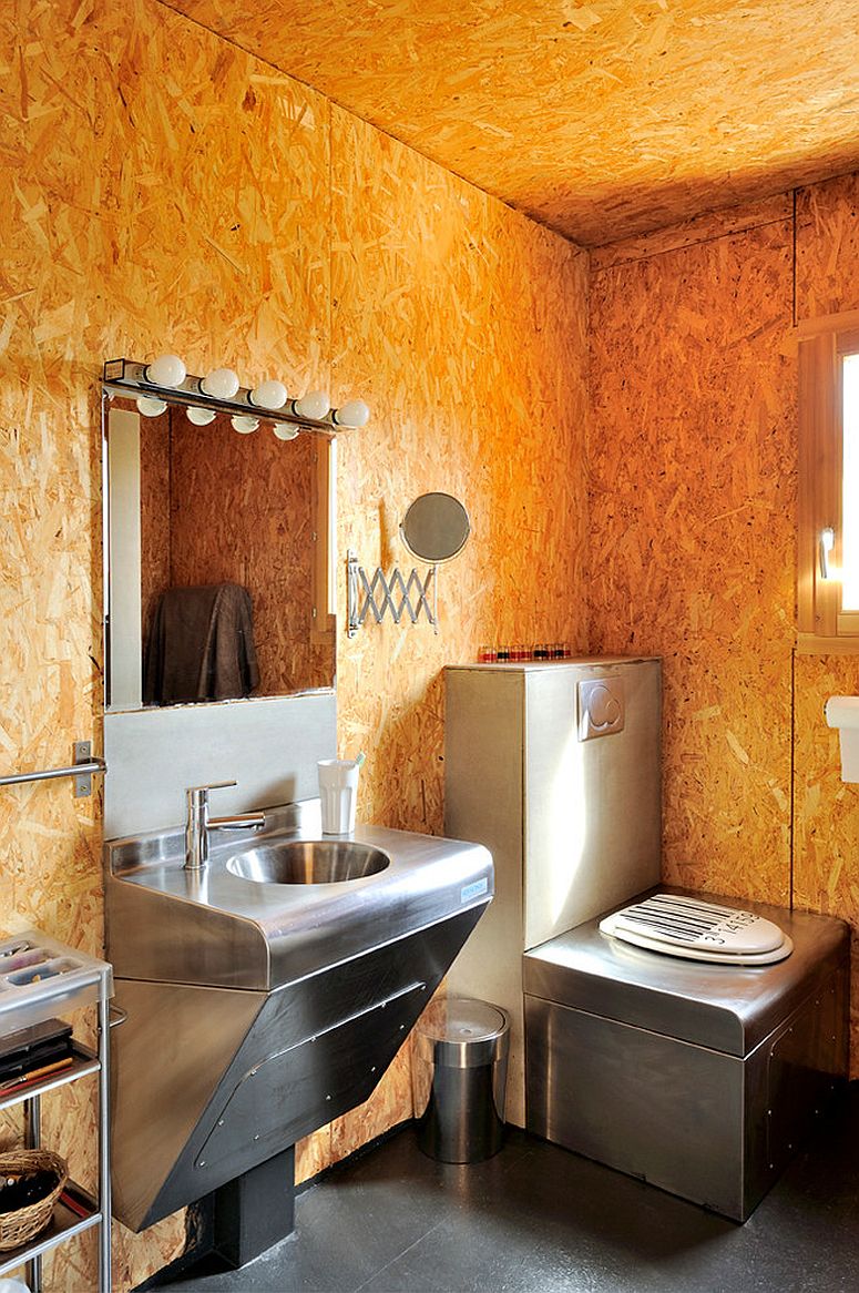 Splendid industrial style bathroom in burnt orange