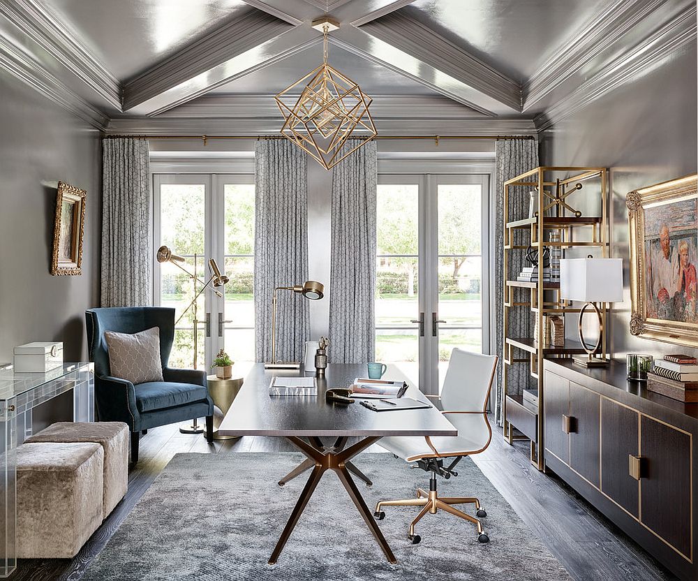 Stunning-home-office-in-gray-and-gold