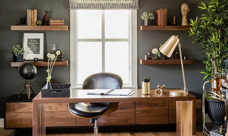 Trending Accents For Your Home Office: Stunning Metallics and Touches of Nature