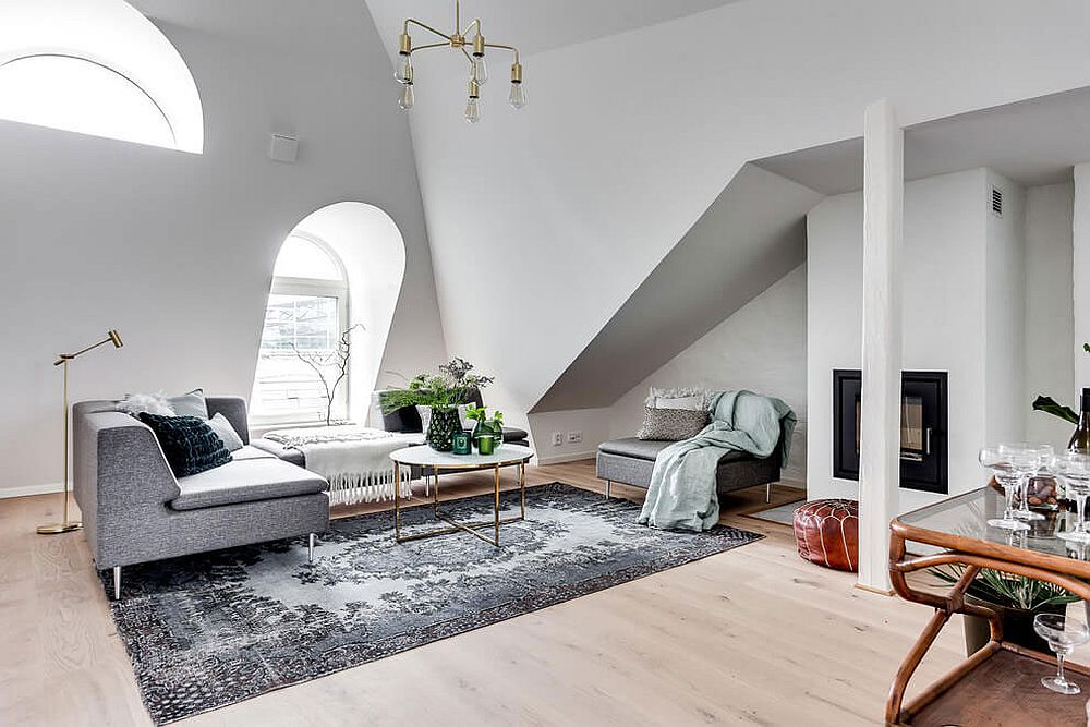 Attic apartment in Stockholm with a living space that exudes Scandinavian style