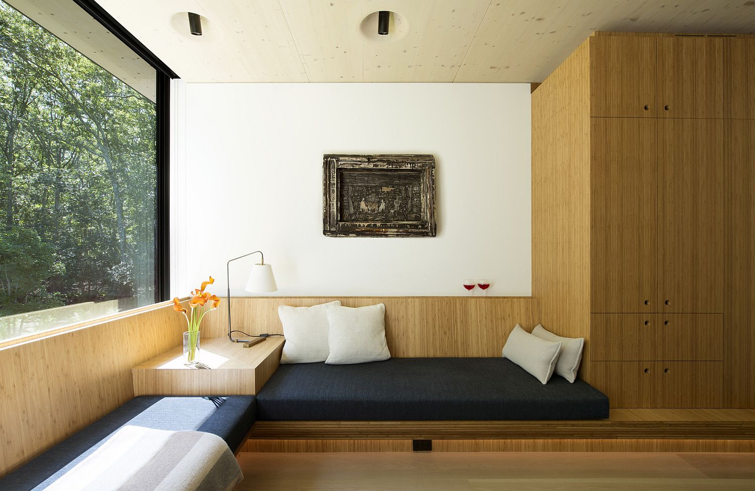 Bamboo plywood shelves and decor inside the house