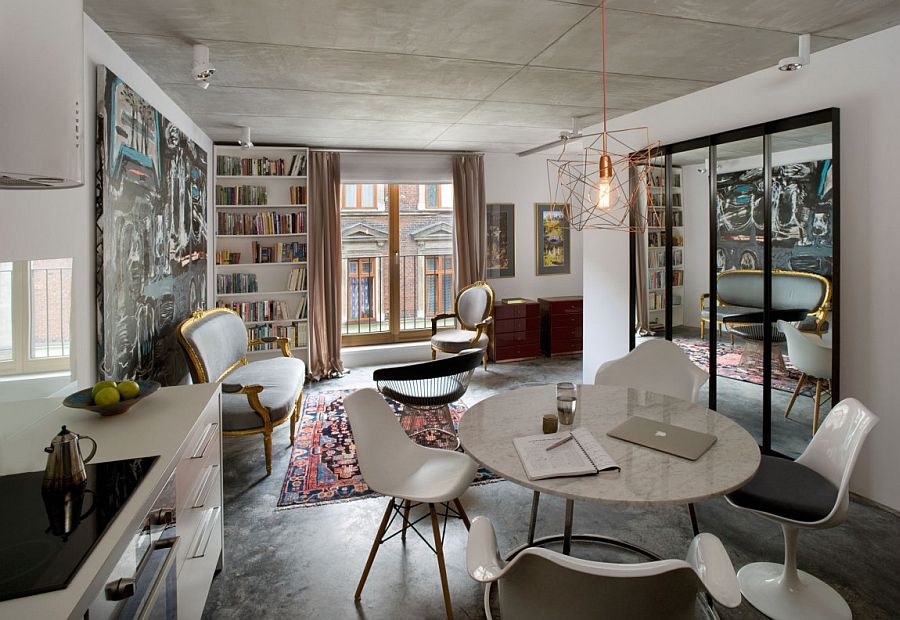 Exquisite-and-eclectic-living-room-of-Paris-apartment-with-gold-accents