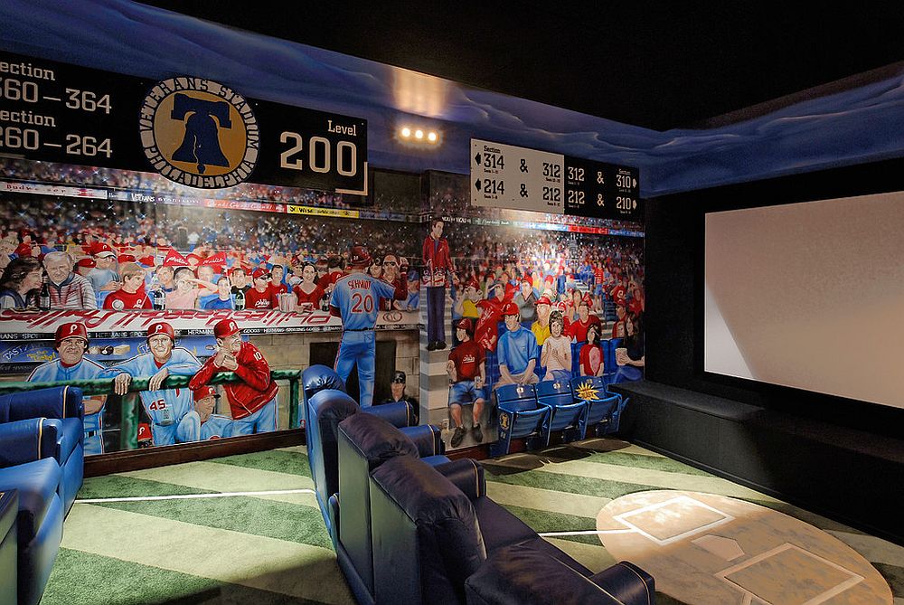 Gorgeous-baseball-dugout-wall-mural-for-the-media-room