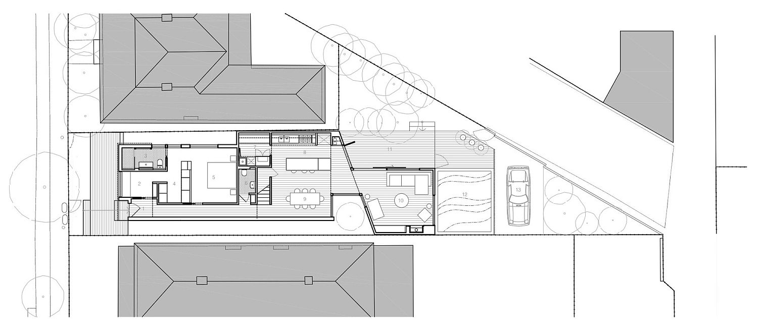 Ground floor plan of Tess + JJ’s House in Melbourne