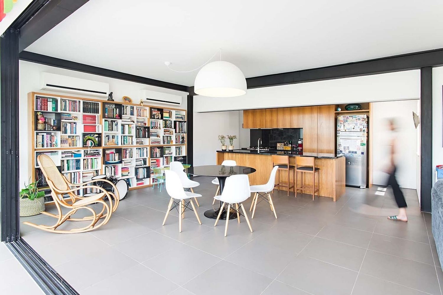 Open living area and kitchen of revamped Apartment in Flamengo