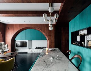 Inspired by Ocean Cruisers: Modern Apartment in Wood, Turquoise and Marble