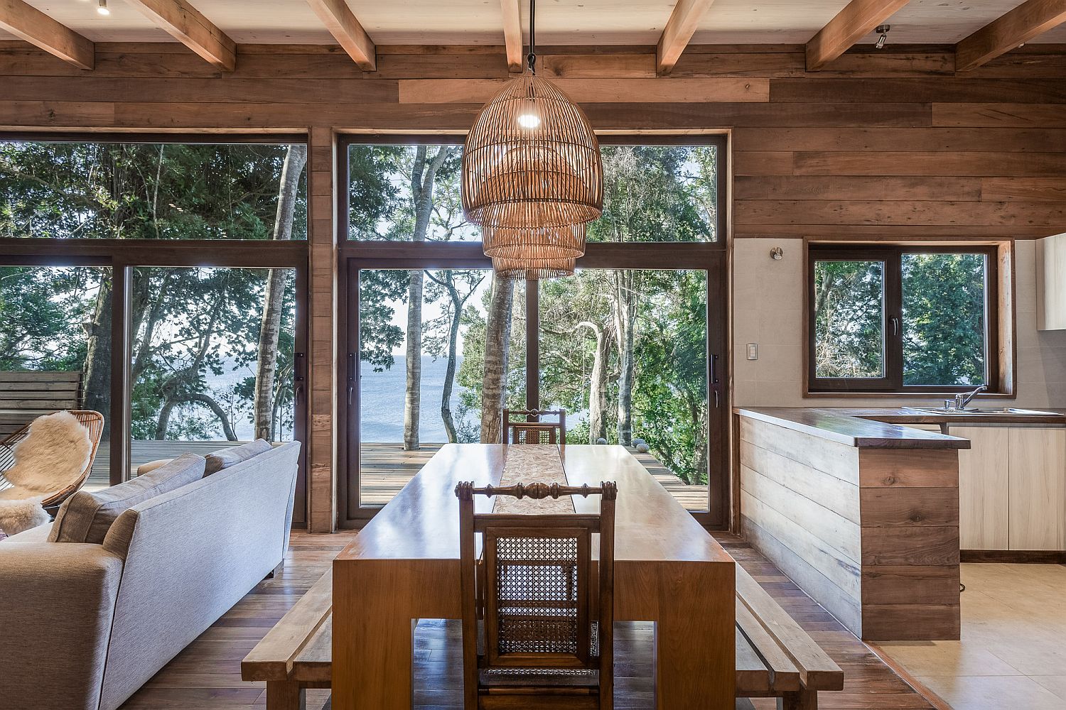 Amazing array of wooden surfaces take over inside the Chilean home