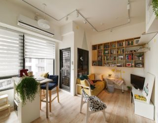 Breakfast nook and tiny dining area rolled into one inside this urban apartment