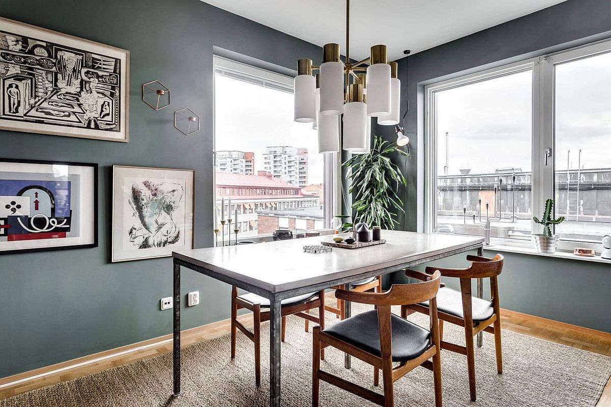 Gray-walls-bring-sophisticated-panache-to-the-tiny-dining-area