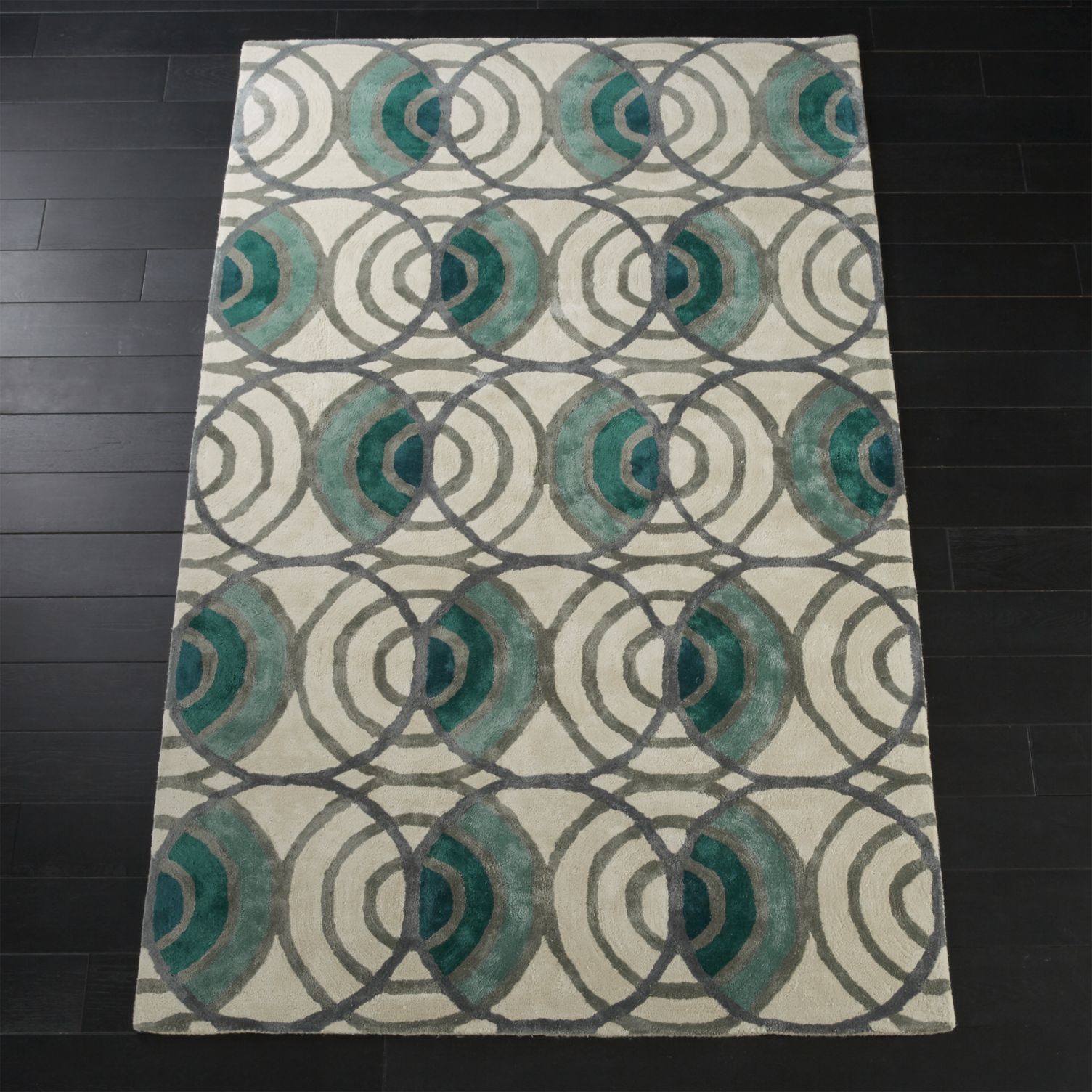 Grey and teal modern rug from CB2