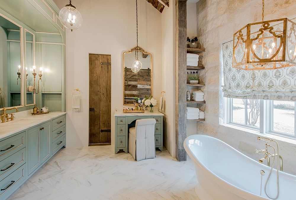 Rustic-bathroom-with-brass-accents-and-a-classic-vibe