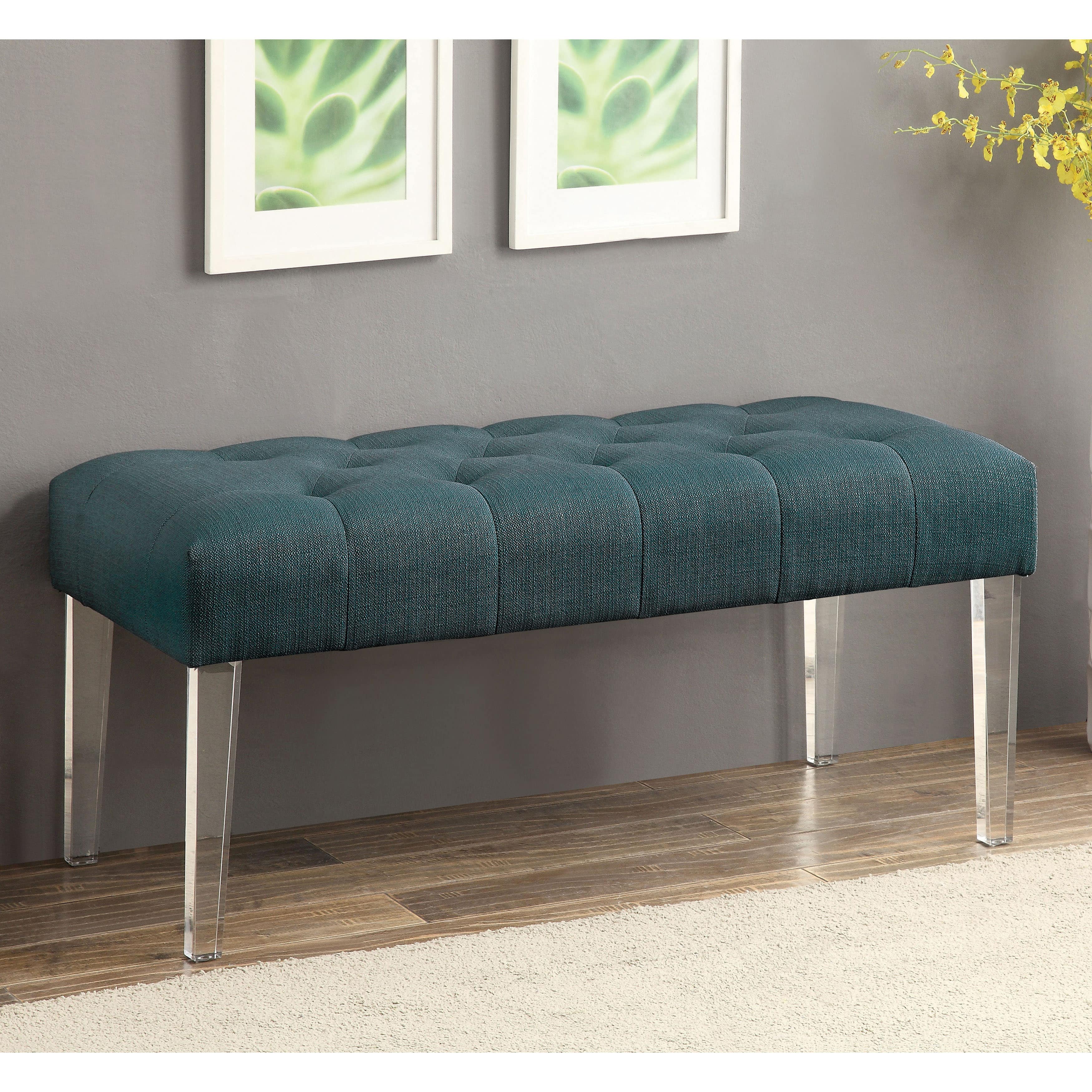 Teal bench with acrylic legs