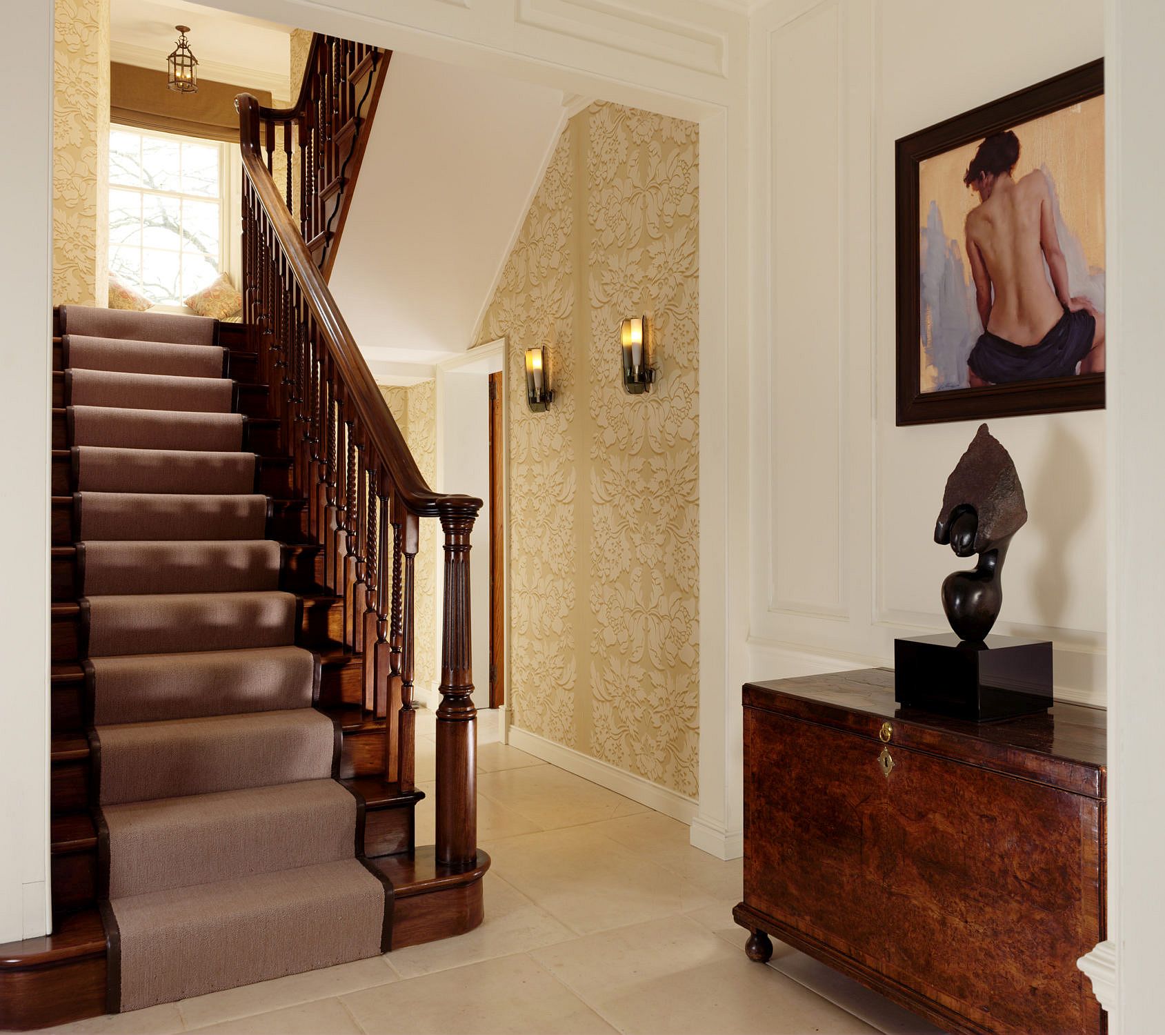 Traditional staircase connecting different levels of the house