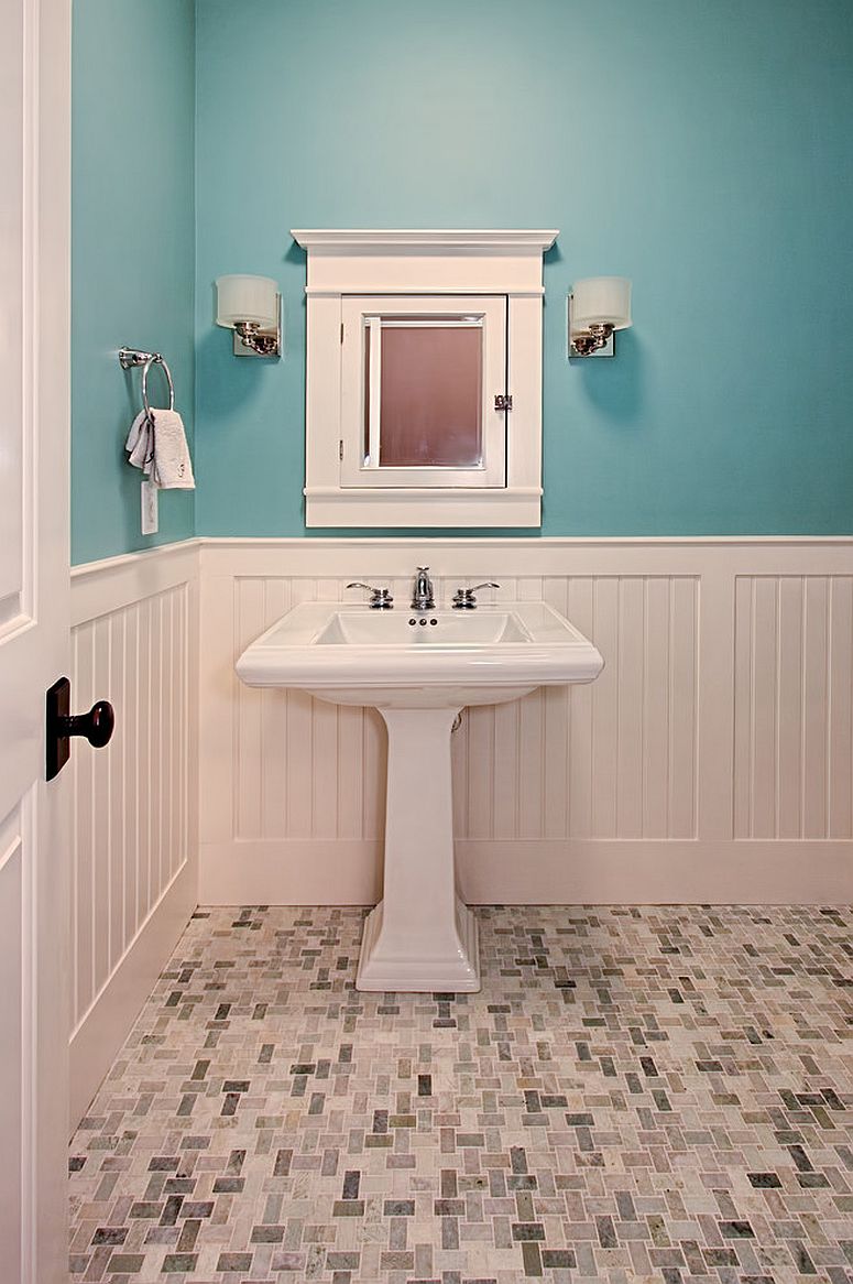 Charming-and-simple-powder-room-in-white-and-turquoise