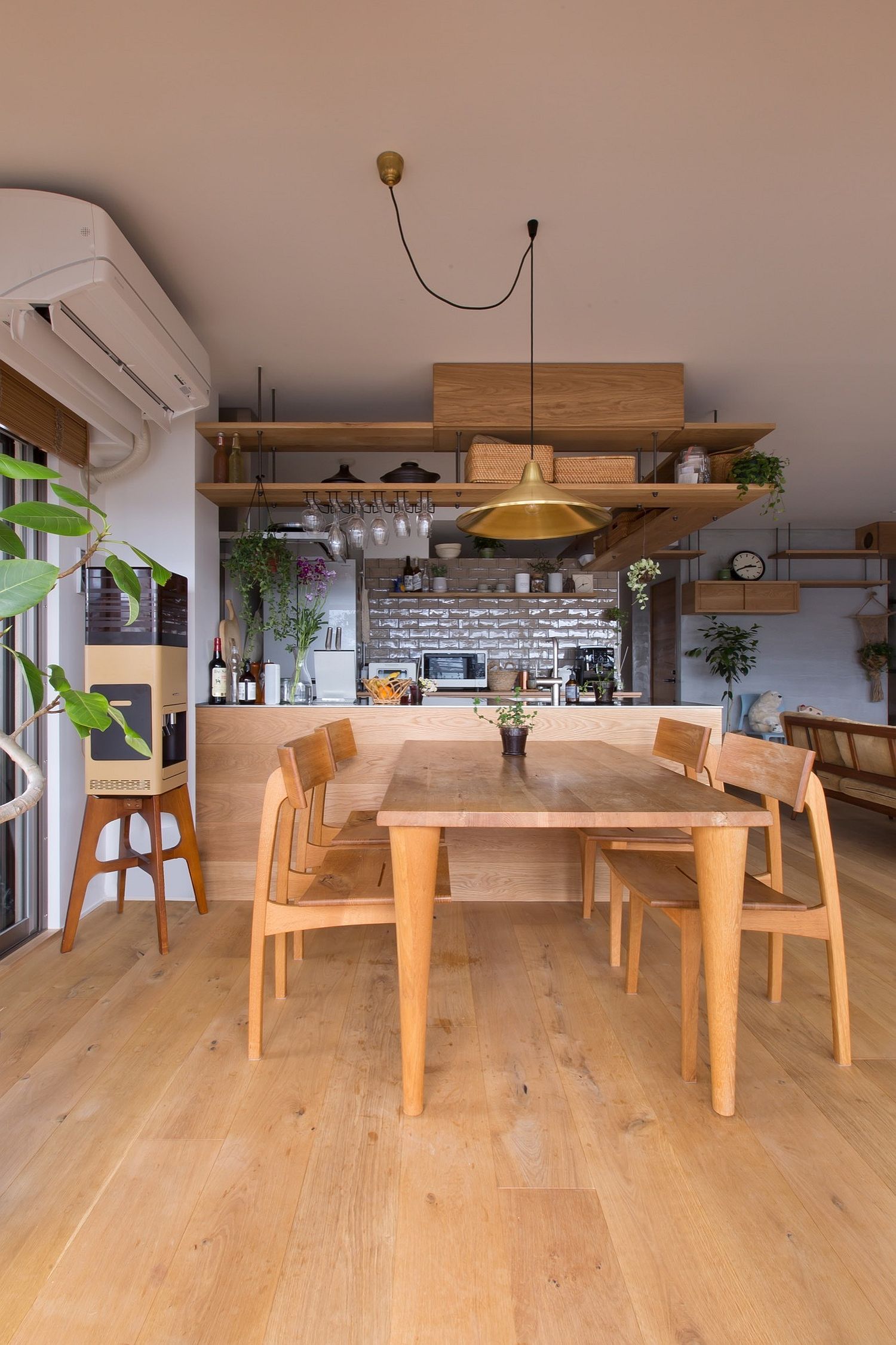 Space above the kitchen area has been used to the hilt in this cat-friendly apartment