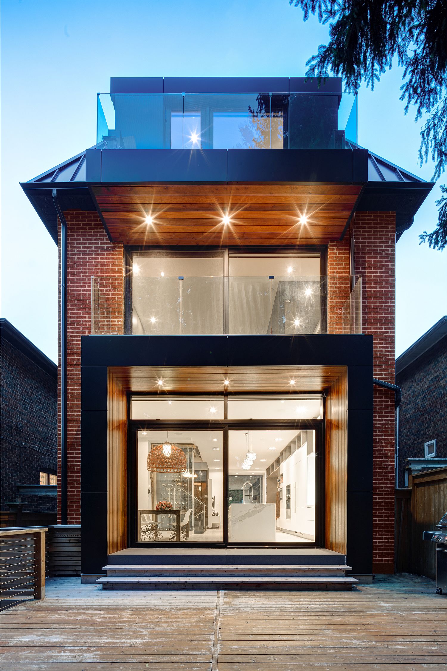 Dark window frames and brick walls combined beautifully at the NY House