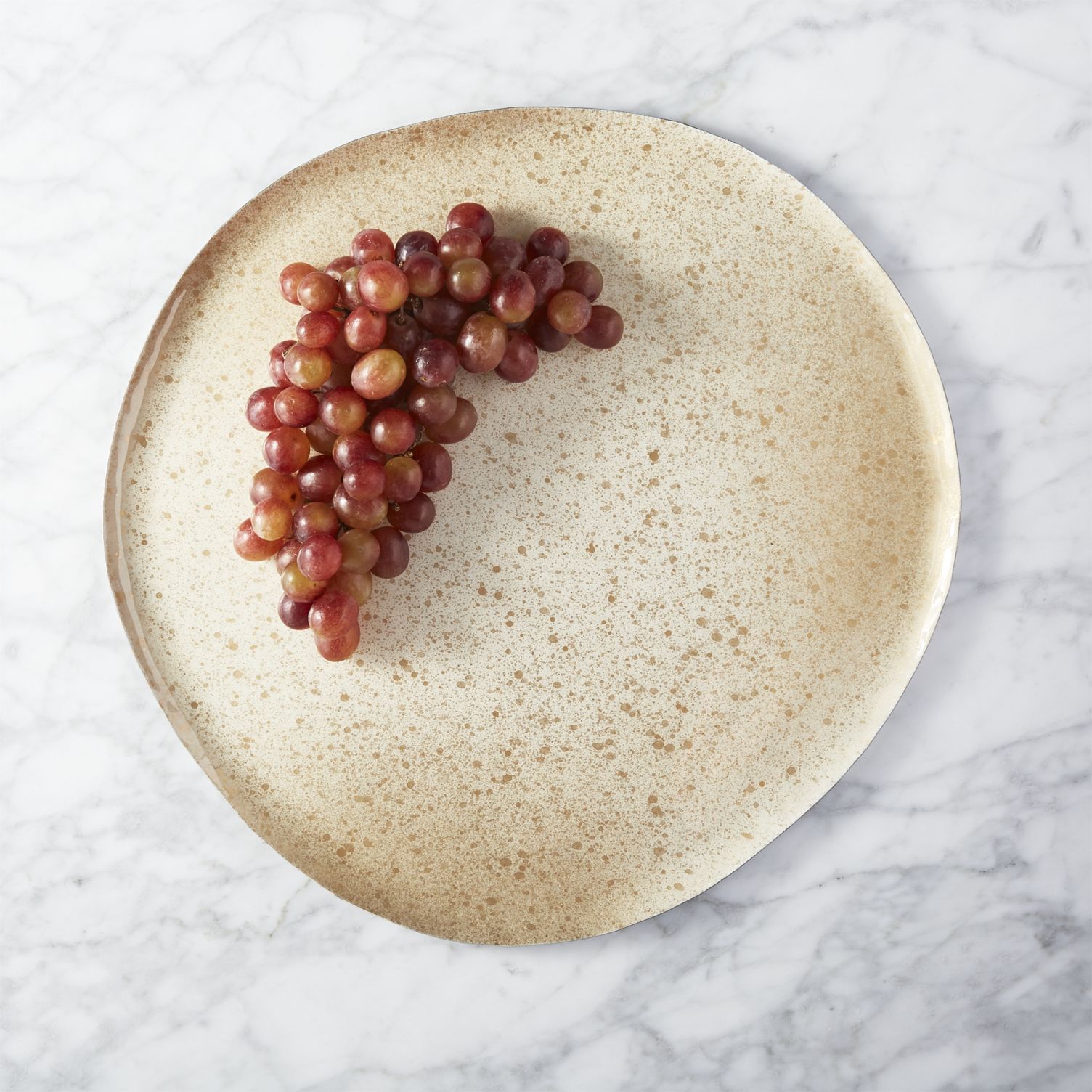 Grapes on an enamel serving platter from CB2