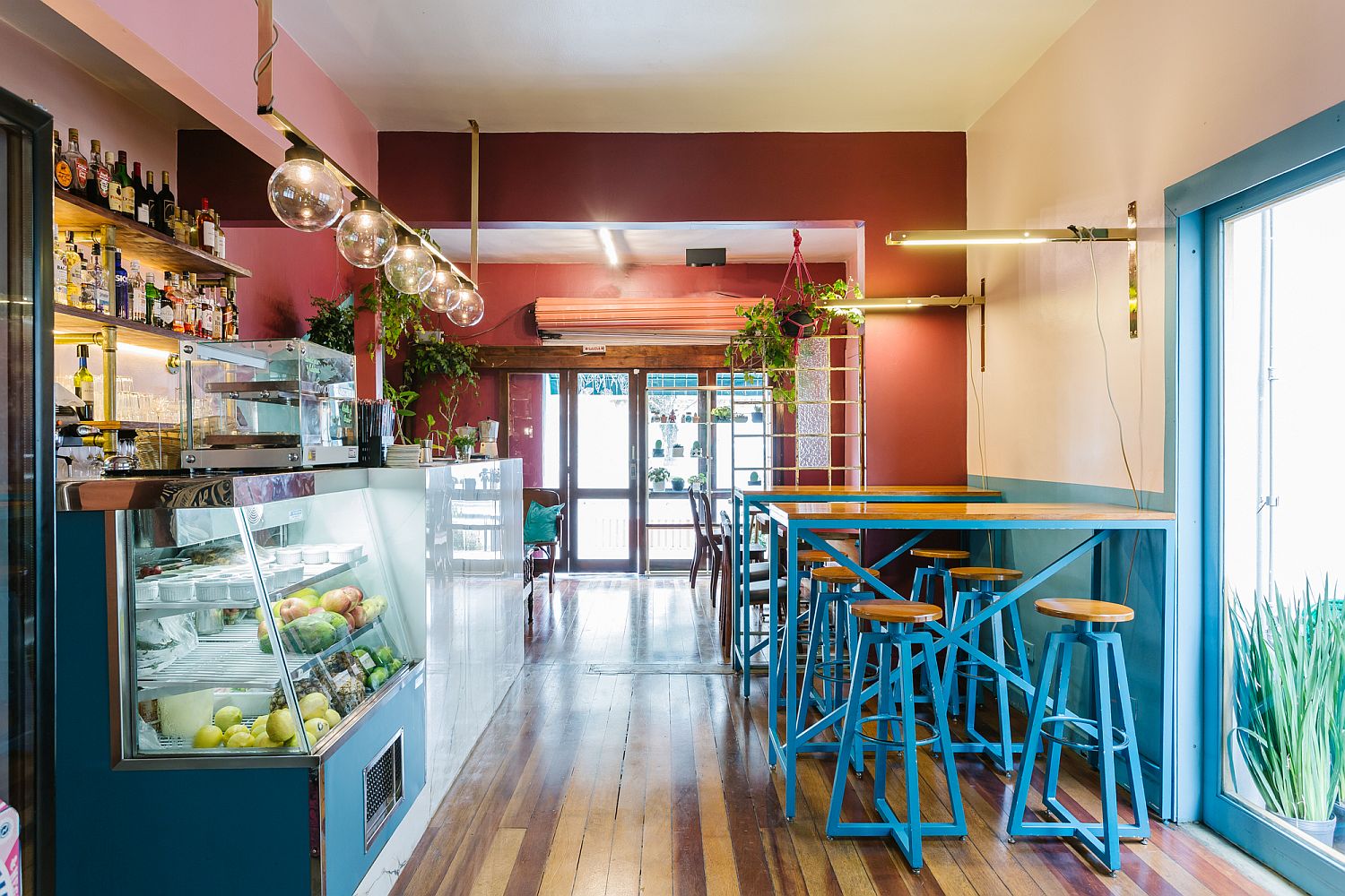 Lighting and bright combination of colors for the cafe