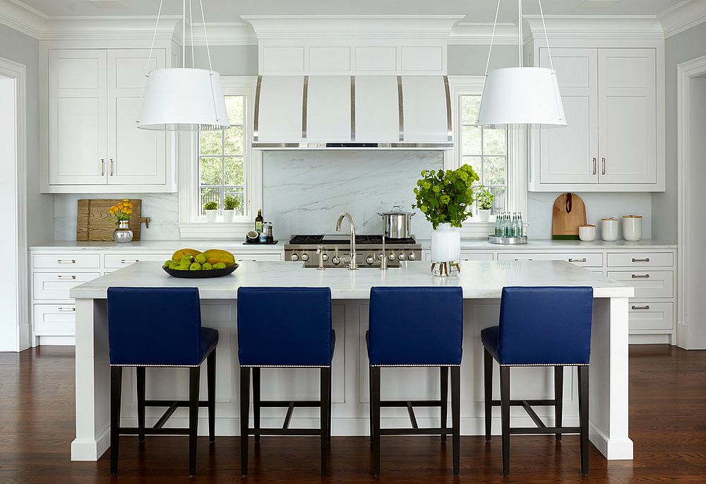 Use decor to add navy blue to the kitchen this fall