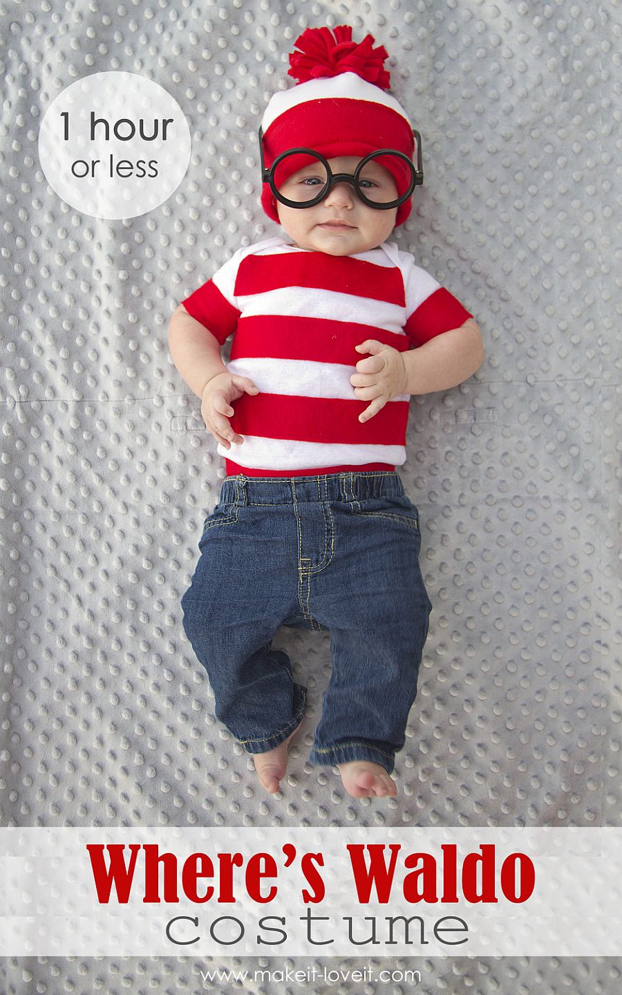 1-hour DIY Baby Wheres Waldo costume for Hallowee