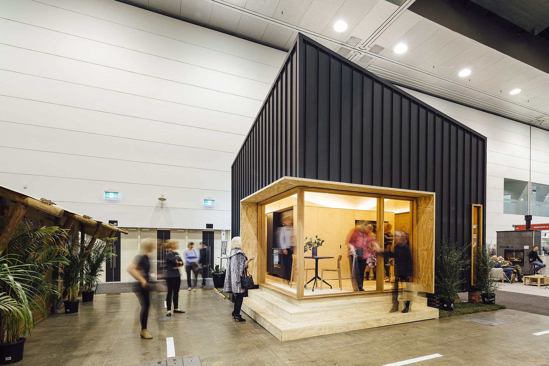 Angular roof of the tiny home offers maximum solar gain when fitted with solar panels