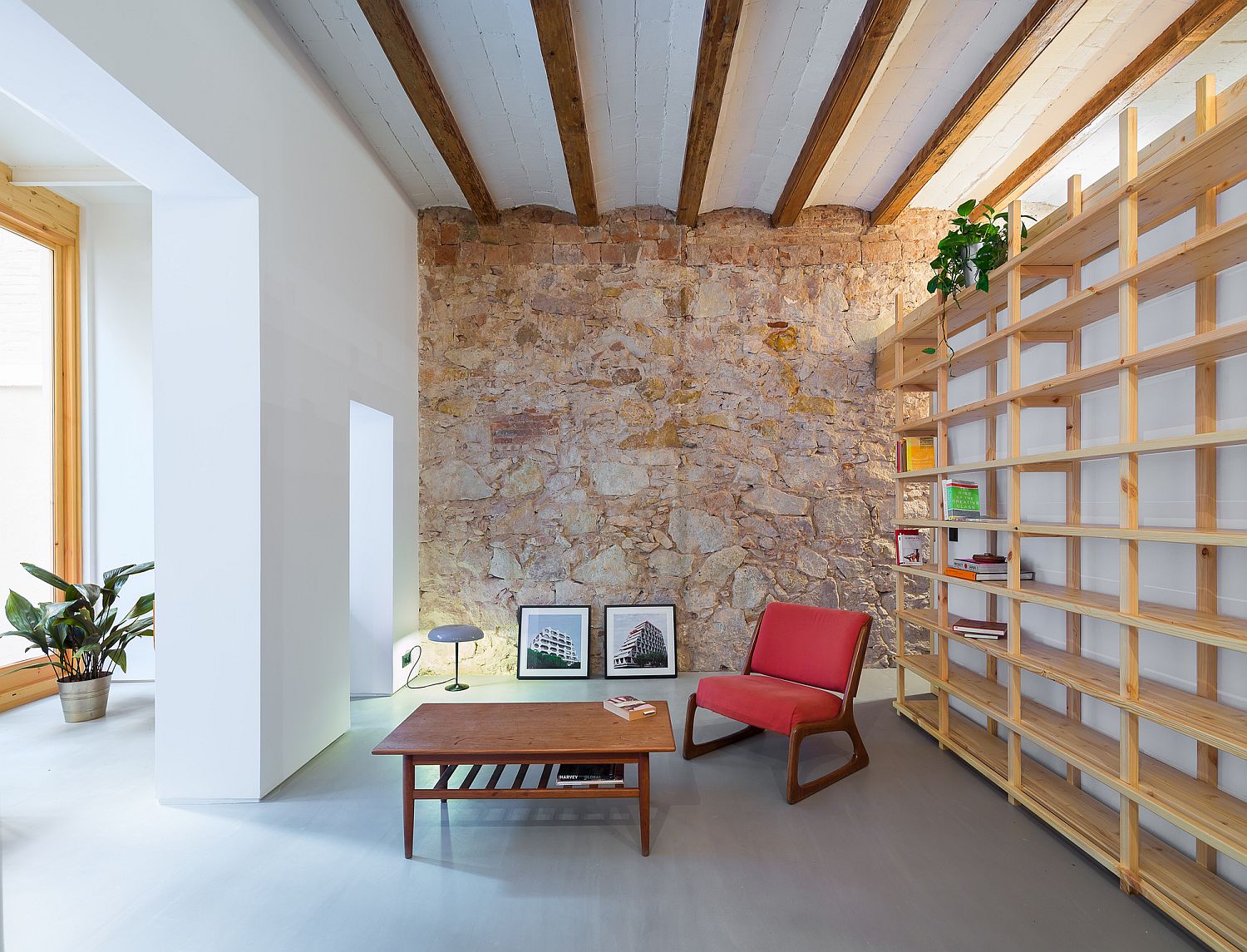 Custom-wooden-bookshelf-for-the-living-room