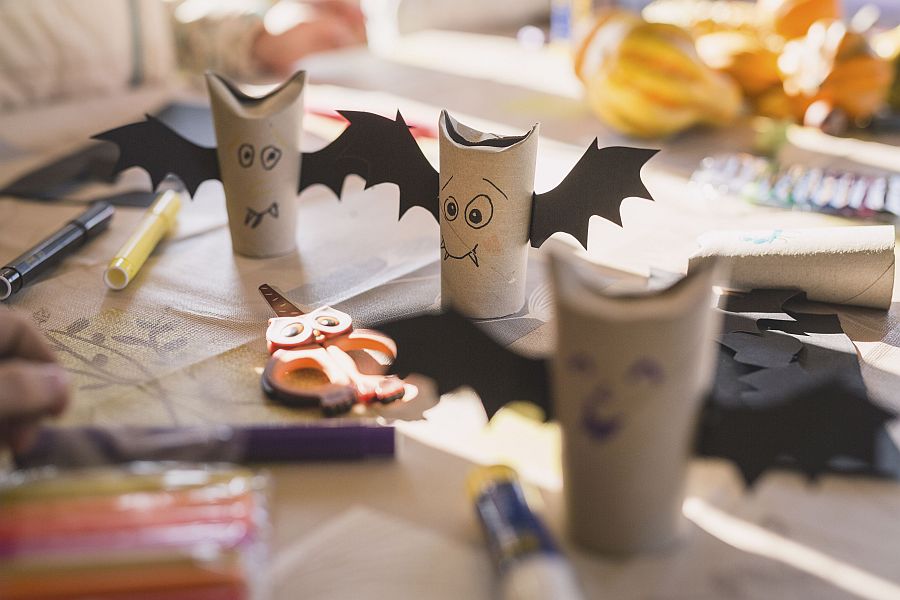 Easy to make toilet paper vampires for kids