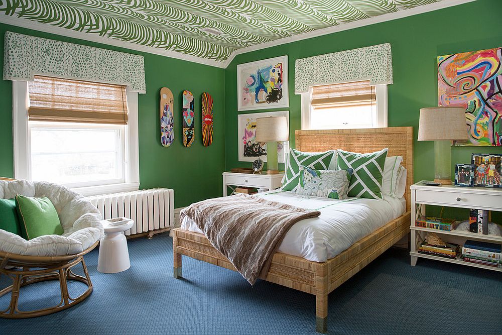 Eclectic-kids-bedroom-full-of-green