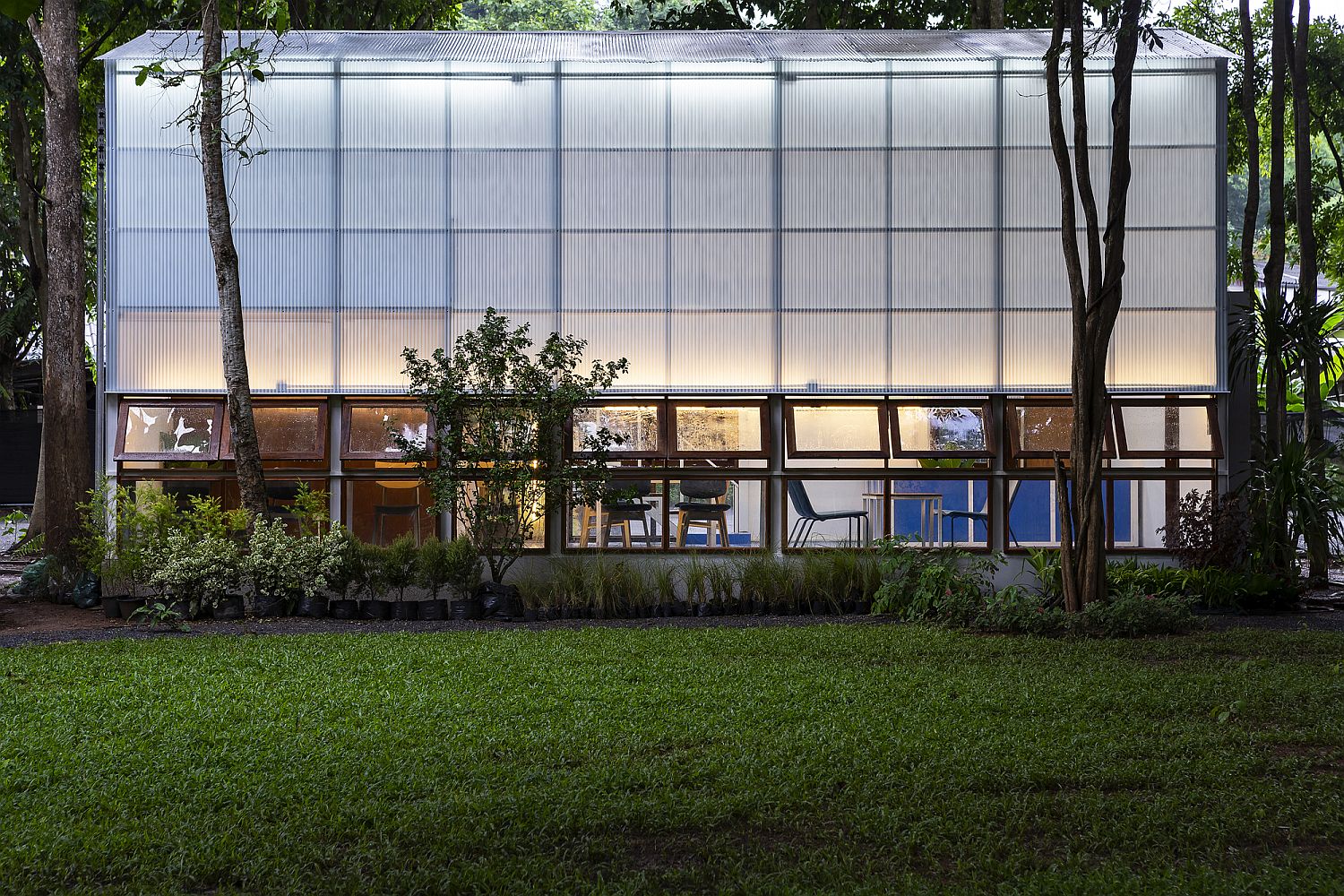 Fabulous new library in Thailand with a steel frame and glass exterior