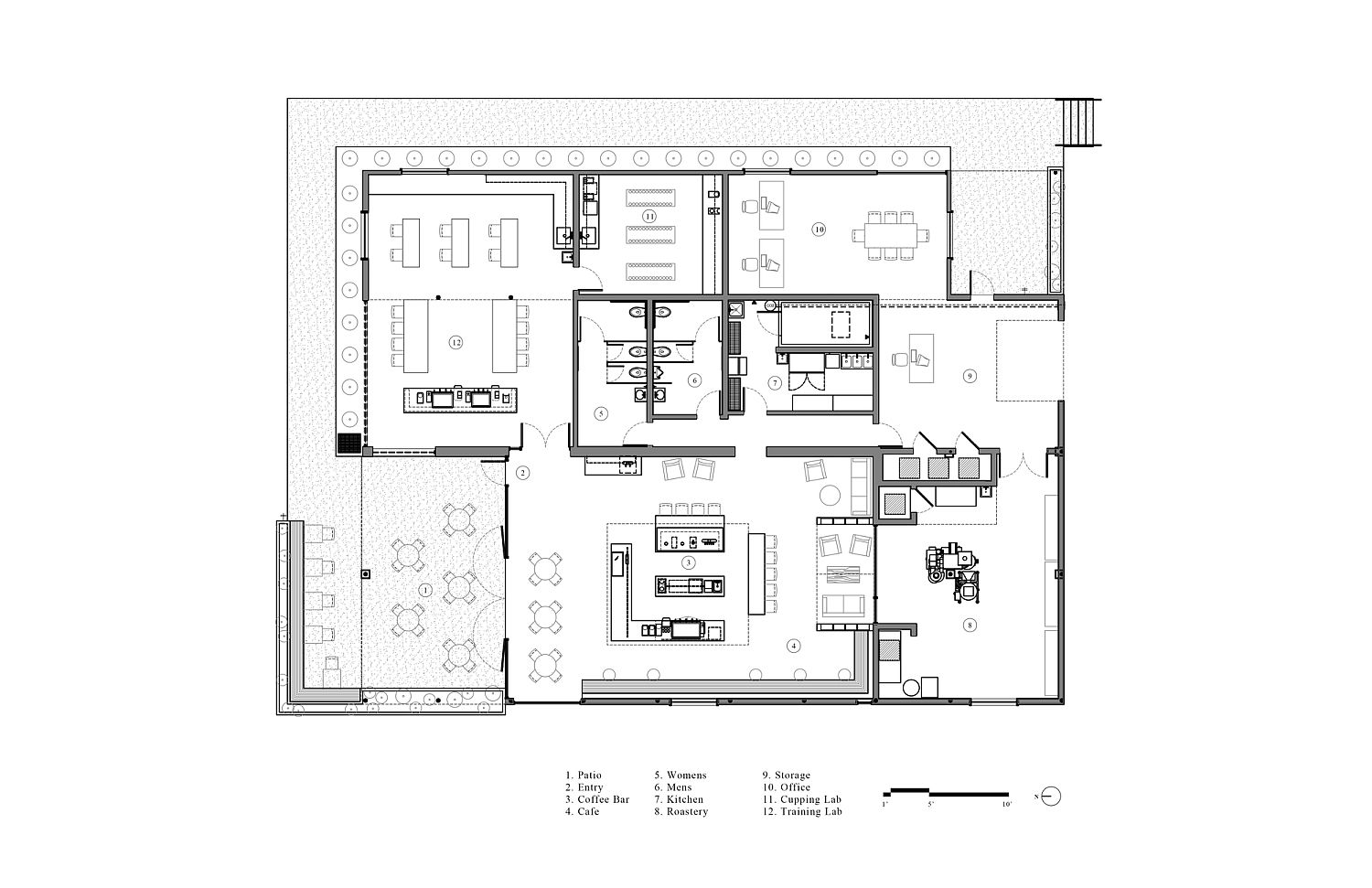 Floor plan of Greater Goods Coffee in Austin, Texas