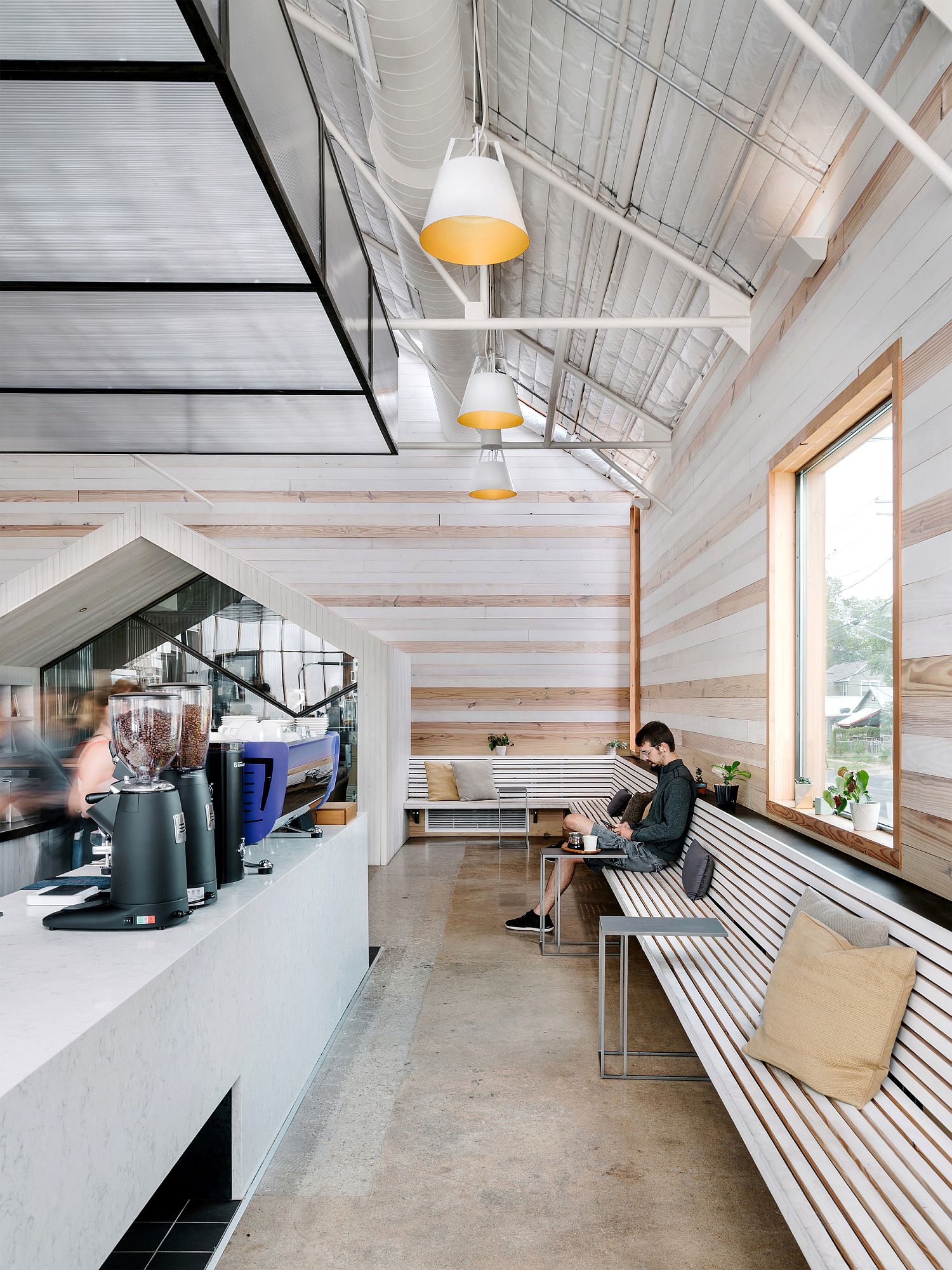 Gabled roof of the structure provides more space indoors