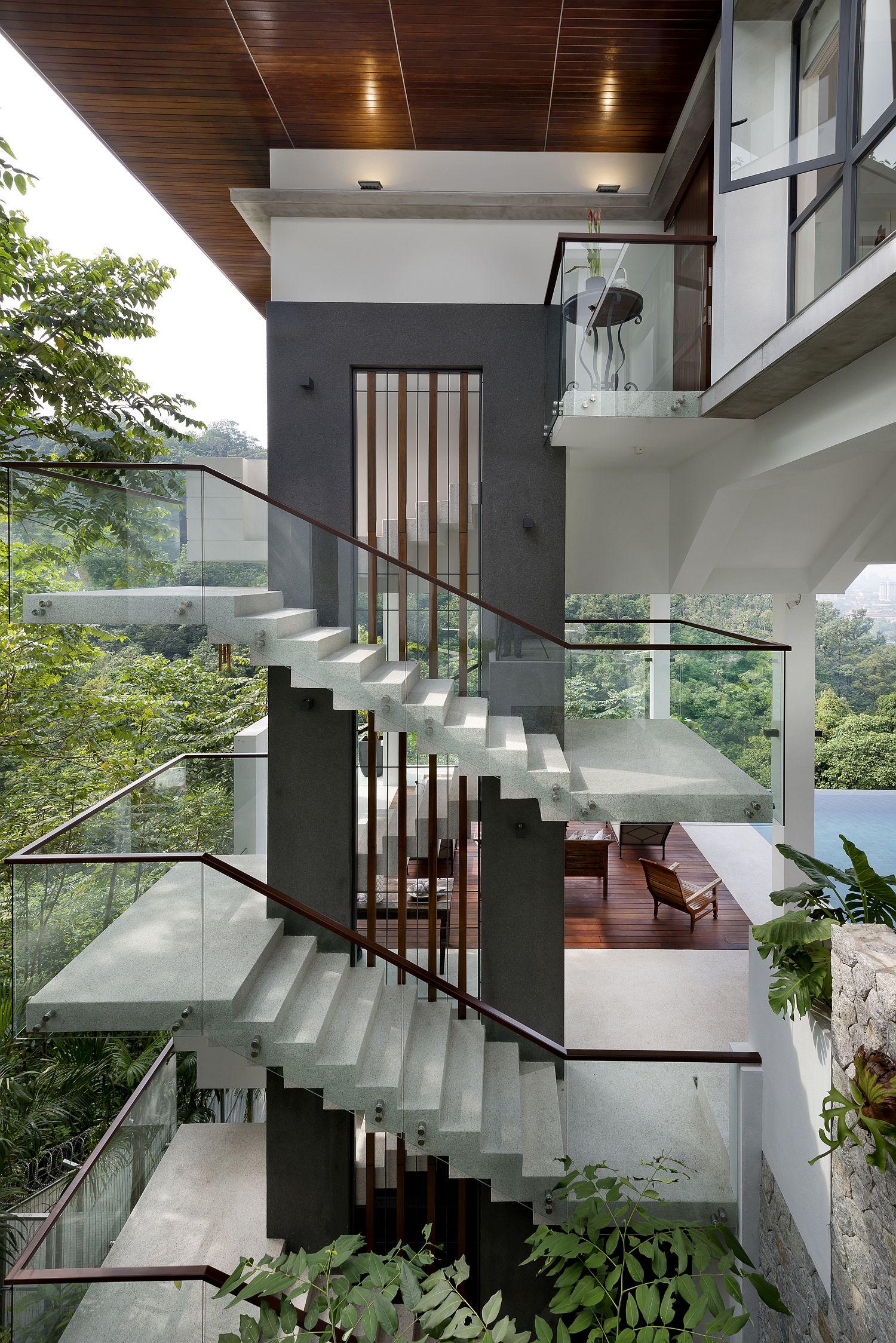 Gorgeous staircases connect the variors levels of the house