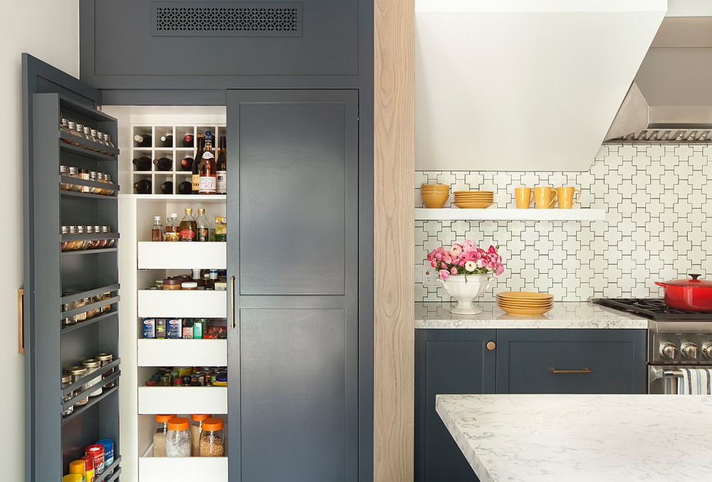 Gray doors give even an old pantry a visually modern upgrade