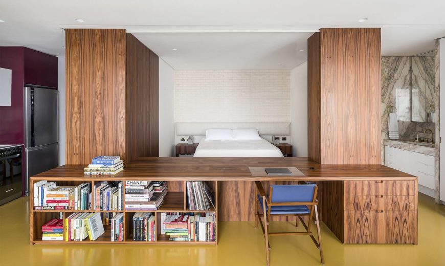 Custom Wooden Box with Bedroom Transforms Small Sao Paulo Apartment