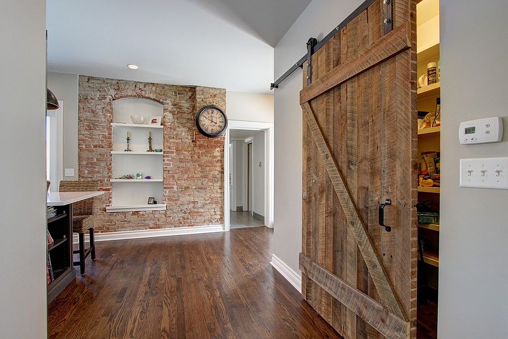 traditional rustin wood sliding barn door pantry