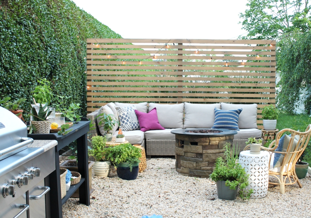 Modern wood slatted privacy screen from City Farmhouse