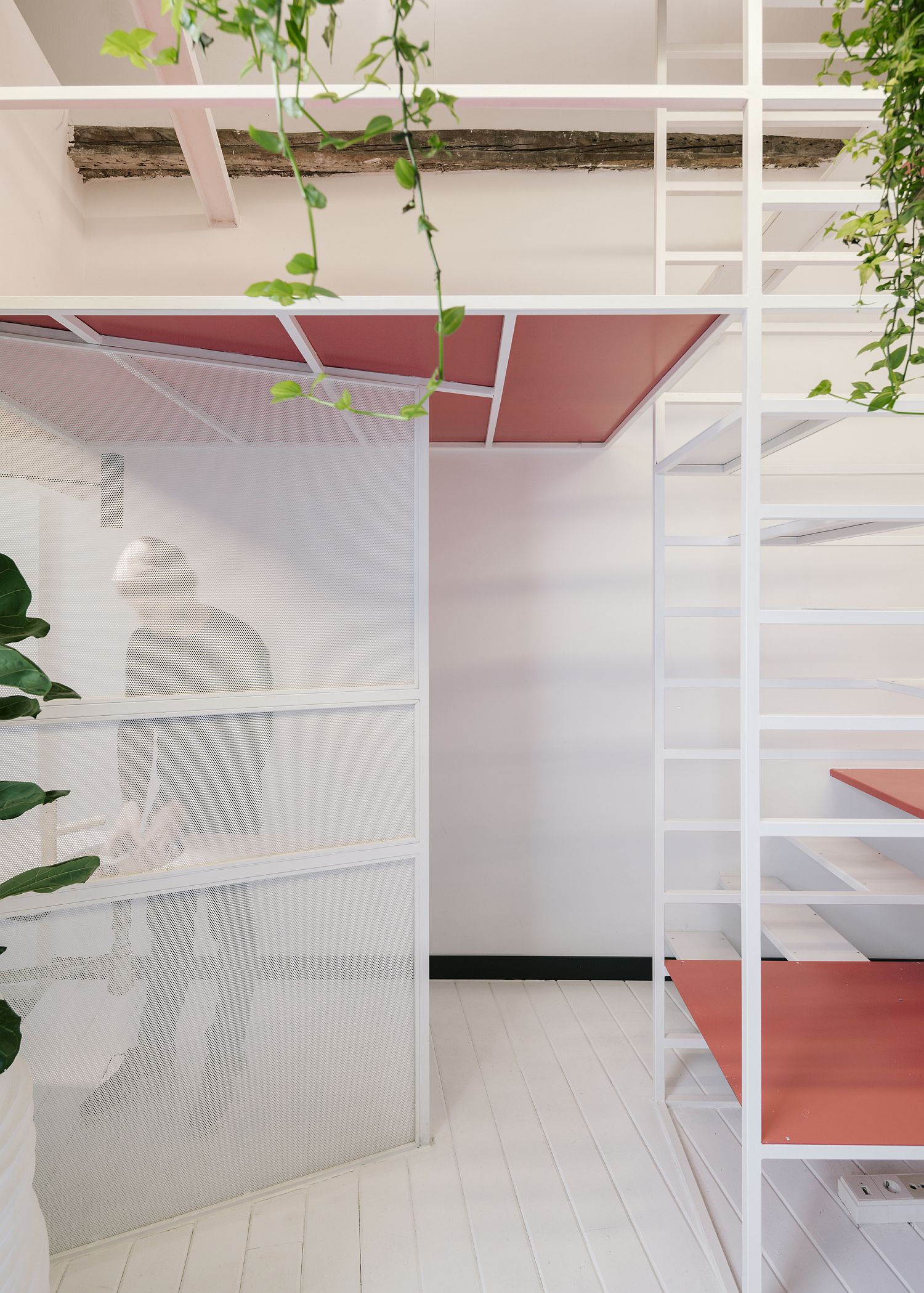 Movable mesh door offers privacy while allowing light to pass through