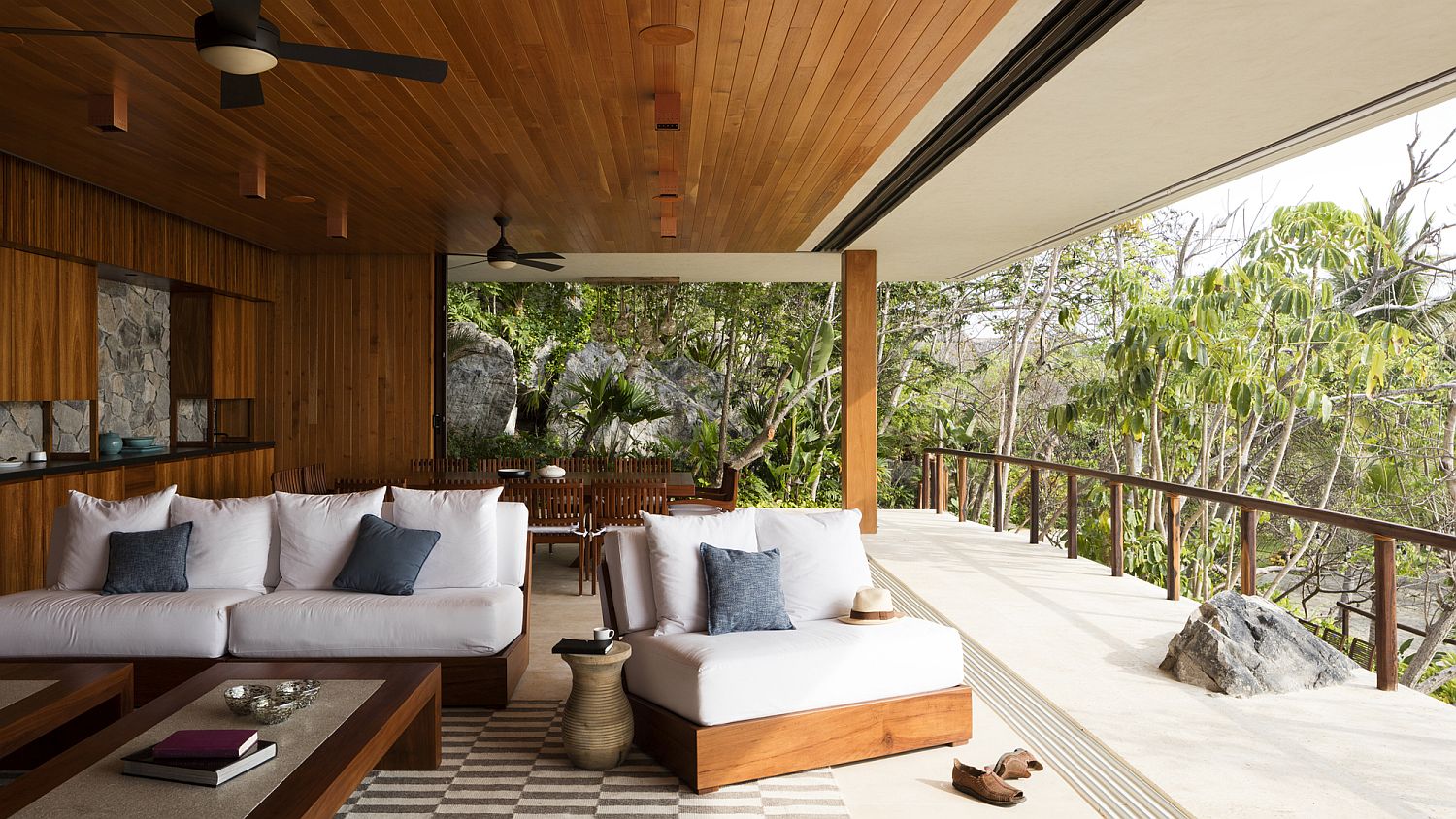 Open pavilion style living area with a view of the gorgeous landscape and ocean