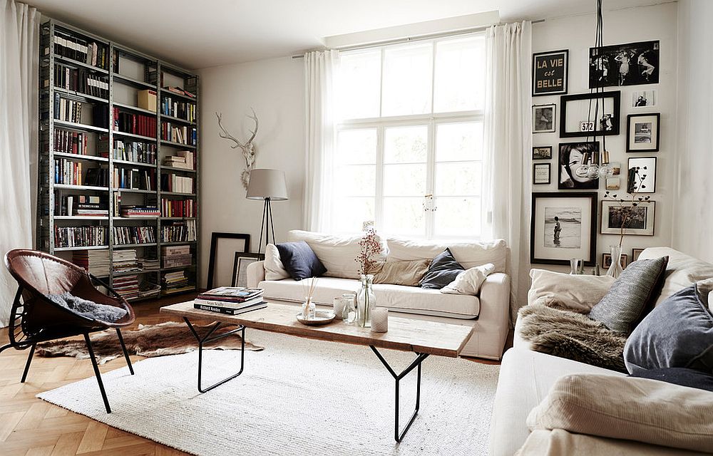 Scandinavian-style-living-space-with-bookshelf-and-gallery-wall