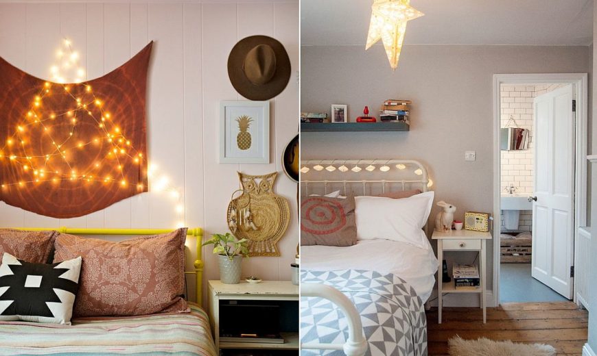 Usher in Early Festivities: Awesome Eclectic bedrooms with String Lights