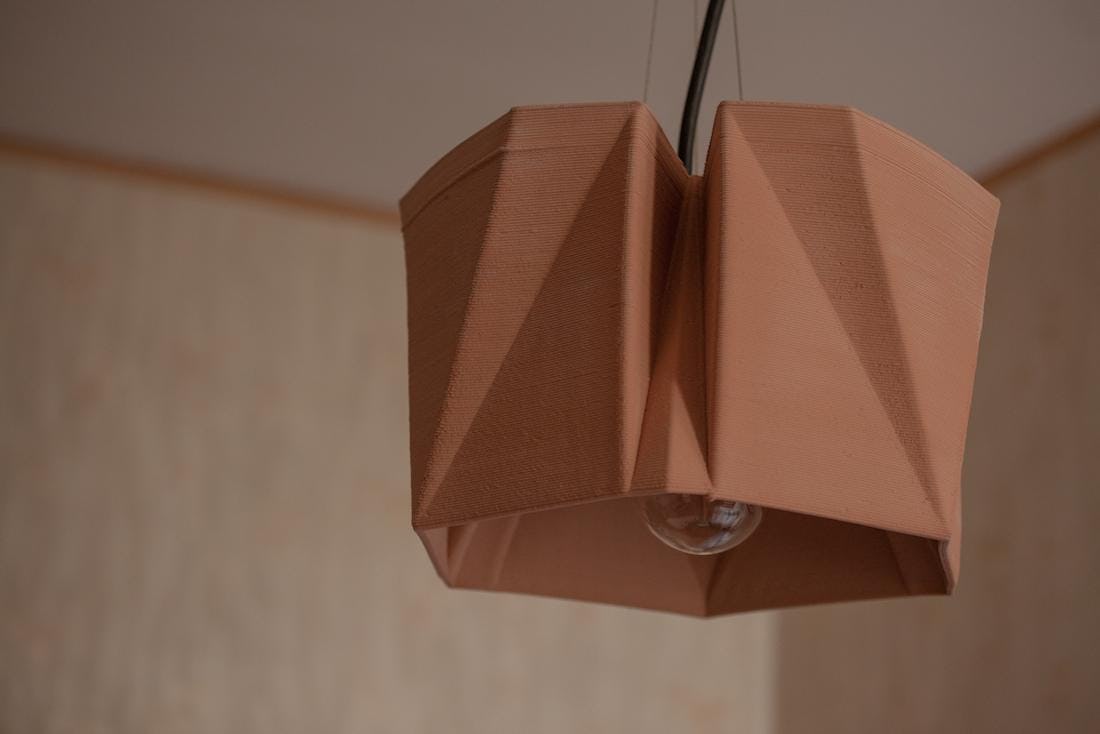 Terracotta suspension lamp