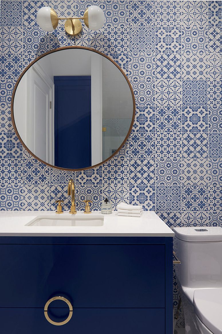 Tiles bring color and pattern to the bathroom with ease